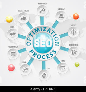 Search Engine Optimization (SEO) Concept with Buttons and Icons. Template Stock Photo