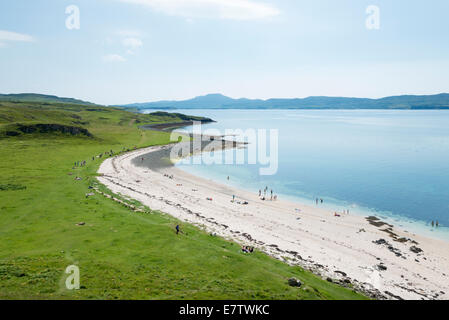 People relaxing on the Claigan coral beach near Dunvegan Isle of Skye Scotland UK Stock Photo