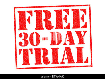 FREE 30 DAY TRIAL red Rubber Stamp over a white background. Stock Photo