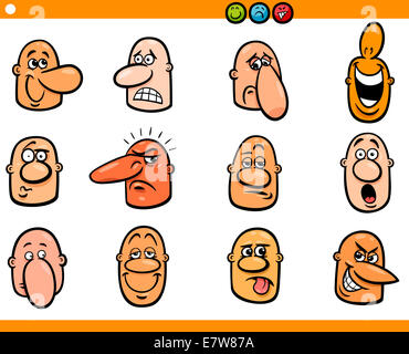 Cartoon Illustration of Funny People Expressing Emotions Set Stock Photo