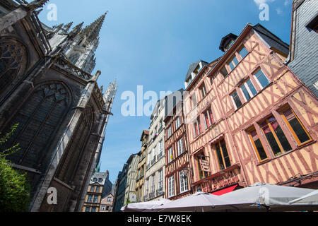 Timber framed buildings in Rouen, France Europe Stock Photo
