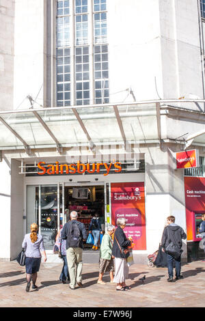 Shoppers at Sainsbury's Supermarket on the Moor in Sheffield South Yorkshire UK Stock Photo