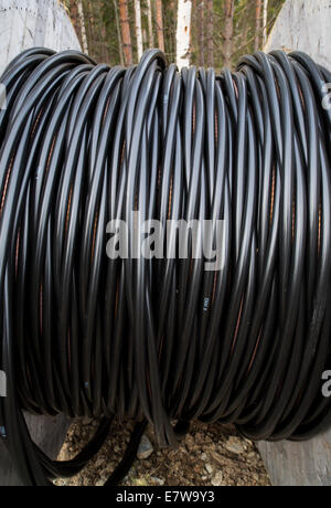 Medium / High voltage heavy duty copper cable , used for transferring electricity Stock Photo