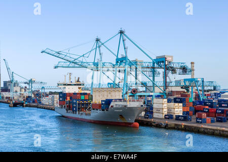 Container ship unloading at the Port of Dublin, Dublin City, Republic of Ireland Stock Photo