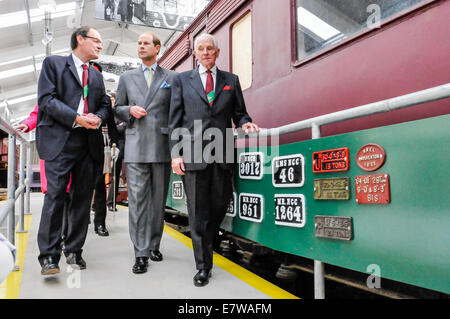 Downpatrick, Northern Ireland. 23/09/2014 - Prince Edward visits Downpatrick Steam Train museum and opens the new gallery Stock Photo