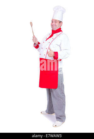 cheerful chef standing with gesture thumb up Stock Photo