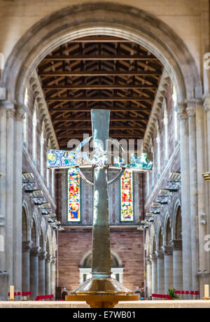 Celtic cross inside St Anne's Cathedral, Cathedral Quarter, Belfast, Northern Ireland, UK