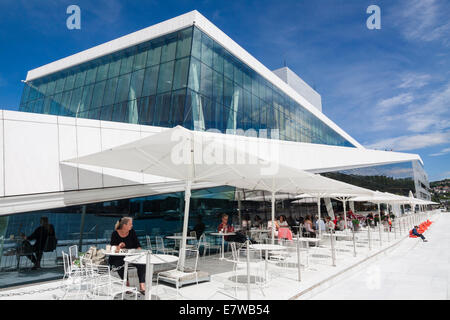 Outdoor cafeteria of the Opera Hall, Oslo, Norway Stock Photo