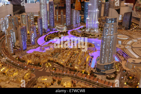 DUBAI, UAE - OCTOBER 31, 2013: Layout of the city in luxuty Dubai Mall. At over 12 million sq ft, it is the world's largest shop Stock Photo