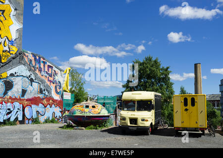 Wall covered in graffiti. Grunerlokka, Oslo, Norway Stock Photo