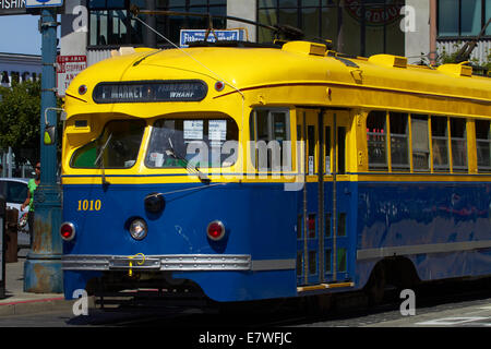 Heritage streetcar, Fishermans Wharf, San Francisco, California, USA Stock Photo