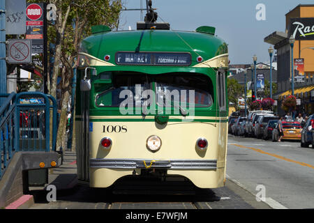 Heritage streetcar, Fishermans Wharf, San Francisco, California, USA Stock Photo