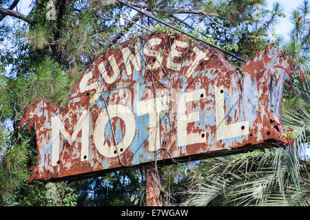 Vintage motel sign found along Route 1 in Florida. Stock Photo