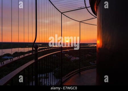 Sunset from the top of Ponce de Leon Inlet Lighthouse. Located in Ponce Inlet near Daytona Beach in Florida. Stock Photo