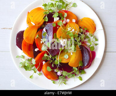 Yellow, orange, and red beet salad