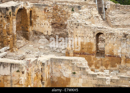Ancient Roman amphitheater ruins in Tarragona, Catalonia, Spain Stock Photo