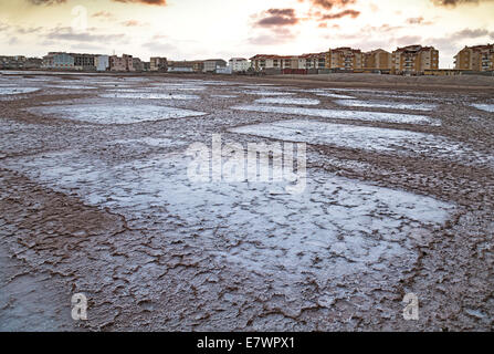 Salt basin in the disused saline, Sal Rei, Boa Vista, Cape Verde Stock Photo