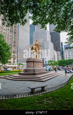 The 'Goddess of Victory' 'William Tecumseh Sherman' statue in 'Grand Arm Plaza', Central Park South, New York City Stock Photo