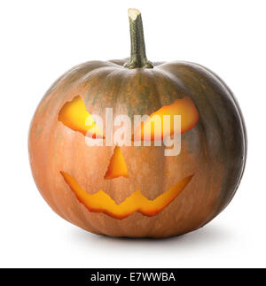 Round Halloween pumpkin isolated on a white background Stock Photo