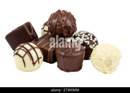 Dark and white chocolate on a white background Stock Photo