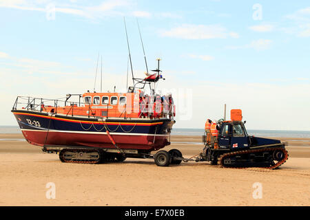 RNLI Lifeboat training on a beach, Rhyl Lifeboat Station, Denbighshire, North Wales, UK Stock Photo