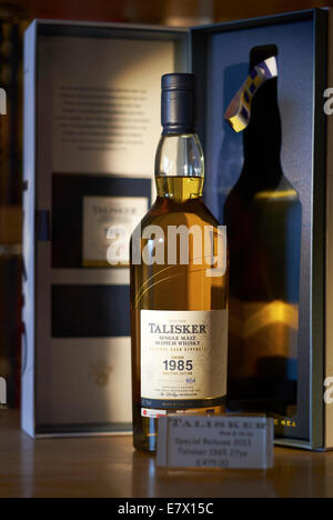 A close up of a Vintage bottle bottle of Talisker Whiskey, Maritime Edition, Isle of Skye distillery. Stock Photo