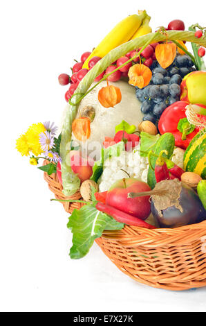 basket of fruit and vegetables Stock Photo