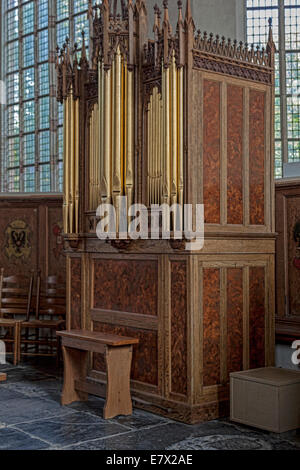 Scottish choir organ, built by James Bruce, in St. Nicholas Church, Monnickendam, North Holland, The Netherlands. Stock Photo