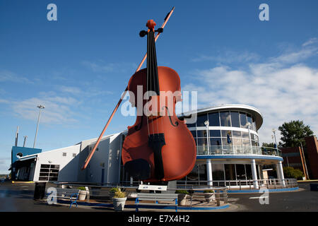 Giant violin on the waterfront, Sydney, Nova Scotia, Canada Stock Photo