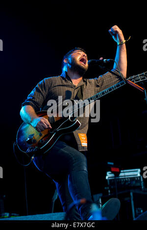 Billy McCarthy of Augustines performs during the Green Man festival at Glanusk Park, Brecon, Wales. Stock Photo