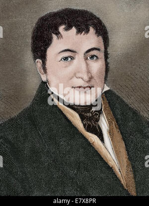 Friedrich Koenig (1774-1833). German Inventor. The Engraving in Illustration, 1883. Colored. Stock Photo