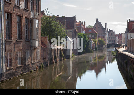 BRUGES, BELGIUM - JUNE 12, 2014: Canal from Spaanse Loskaai street Stock Photo