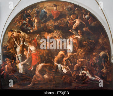 BRUGGE, BELGIUM - JUNE 13, 2014: The Last judgment fresco in The Annakerk or Annes church by Henri Herrecoudts (1665) Stock Photo