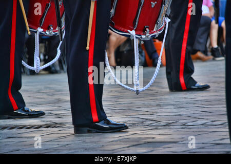 Casemates Square, Gibraltar. 25th September, 2014.  An annual military parade replicating the past tradition of the Ceremony of the Keys was held at Casemates Square, Gibraltar. Govornor Sir Dutton presided over the events in which the Royal Gibraltar Regiment enacted a ceremony dating back to the early British colonia period in Gibraltar when the city gates were closed every night. Credit:  Stephen Ignacio/Alamy Live News Stock Photo