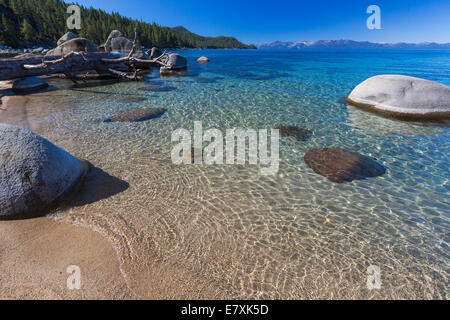 Beautiful Clear Water Shoreline of Lake Tahoe. Stock Photo