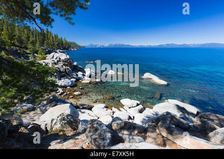 Beautiful Clear Water Shoreline of Lake Tahoe. Stock Photo