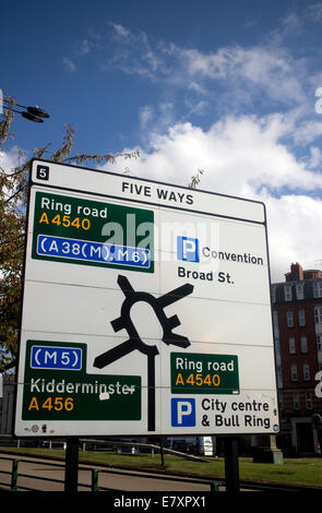 Five Ways island sign, Birmingham, West Midlands, England, UK Stock ...