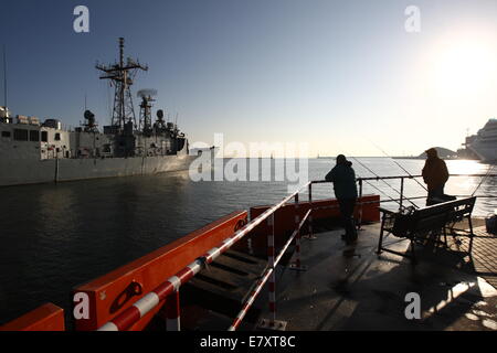 Gdynia, Poland  26th, September 2014 Polish Naval vessels ORP Tadeusz Kosciuszko (pictured) and ORP Kaszub leaves Gdynia Naval Base to take part in the largest in Poland international military exercise ANAKONDA-14. ANAKONDA-14 is the biggest Polish led joint exercise in the Military calendar conducted within an international partnership. Credit:  Michal Fludra/Alamy Live News Stock Photo