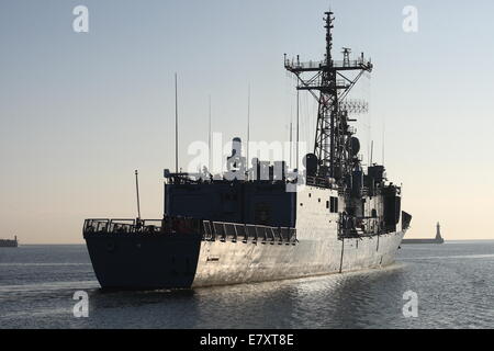 Gdynia, Poland  26th, September 2014 Polish Naval vessels ORP Tadeusz Kosciuszko (pictured) and ORP Kaszub leaves Gdynia Naval Base to take part in the largest in Poland international military exercise ANAKONDA-14. ANAKONDA-14 is the biggest Polish led joint exercise in the Military calendar conducted within an international partnership. Credit:  Michal Fludra/Alamy Live News Stock Photo