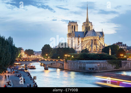 The Cathedral of Notre Dame de Paris in the evening, France Stock Photo