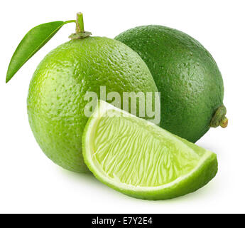 Fresh limes isolated on white Stock Photo