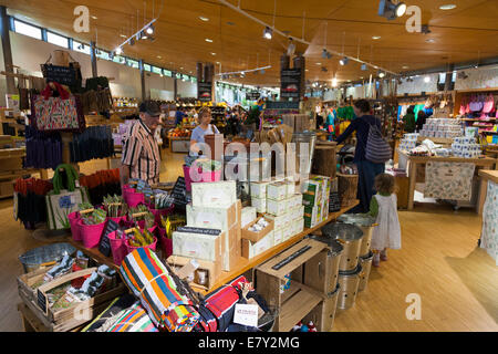 Interior of The Eden Project Shop (ethical gift, plant and souvenir shop) at the Eden Project. Bodelva Saint Austell Cornwall UK Stock Photo