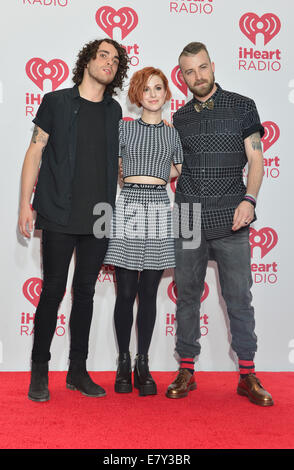 LAS VEGAS - SEP 20 : Members of the rock band Paramore attends the 2014 iHeartRadio Music Festival at the MGM Grand Garden Arena Stock Photo