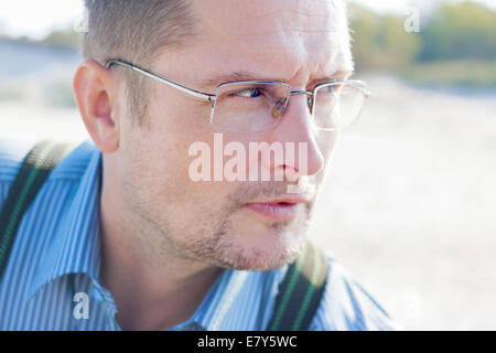 40 years man portrait close up outdoor Stock Photo