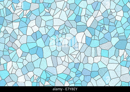 Raster illustration of a pastel blue crushed stained glass mosaic surface for use as a background Stock Photo