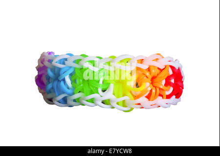 Colorful Rainbow Loom Bracelet Rubber Bands Stock Photo