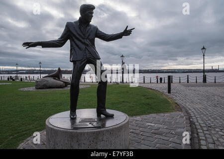 Sculpture of 1960s English pop singer Billy Fury, Albert Dock, Liverpool, Merseyside, England, UK Stock Photo
