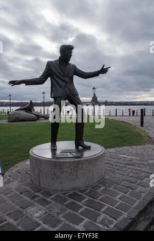 Sculpture of 1960s English pop singer Billy Fury, Albert Dock, Liverpool, Merseyside, England, UK Stock Photo