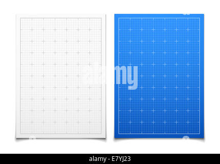 White and blue isolated square grid set with shadow Stock Photo