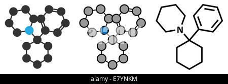phencyclidine (PCP, angel dust) recreational drug, molecular model ...